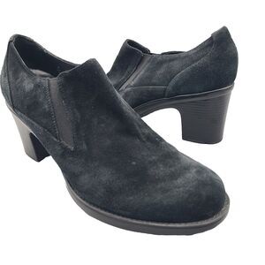 Dansko Women's Shoes Ankle Booties Sz 40 9.5-10 Black Siede Slip-on Pump Heel